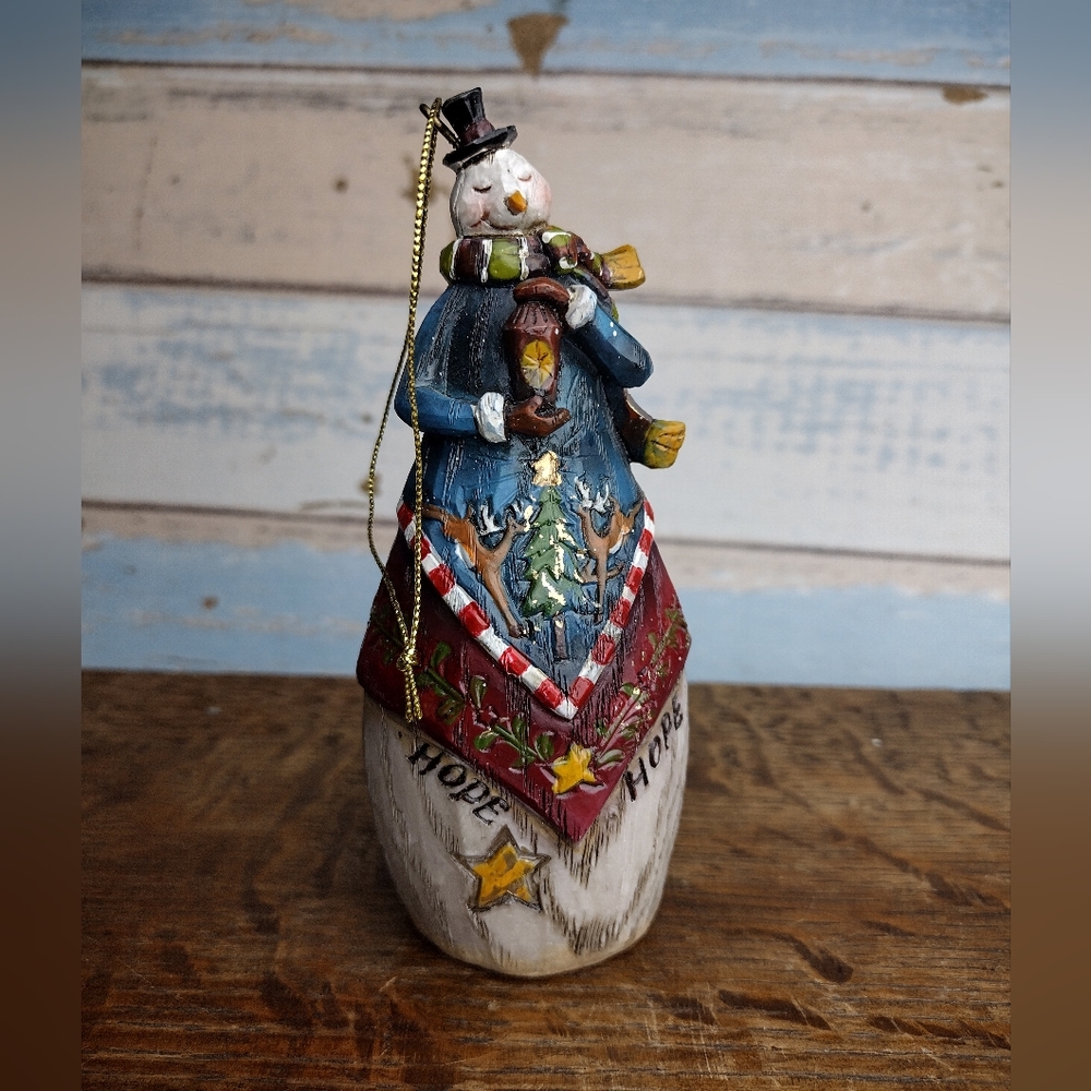 5" Snowman Christmas Ornament Old World Folksy Hope Resin Holiday Festivities